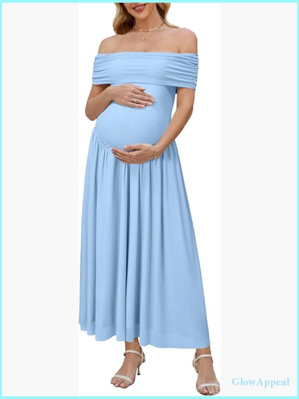 Off Shoulder Mesh Maternity Maxi Dress Formal Photoshoot Baby Shower